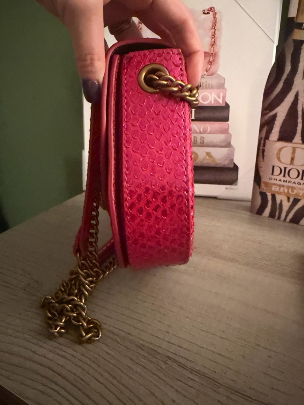 Kurt Geiger Hot Pink Snake-Embossed Crossbody & Wallet NWOT - Picture 8 of 14
